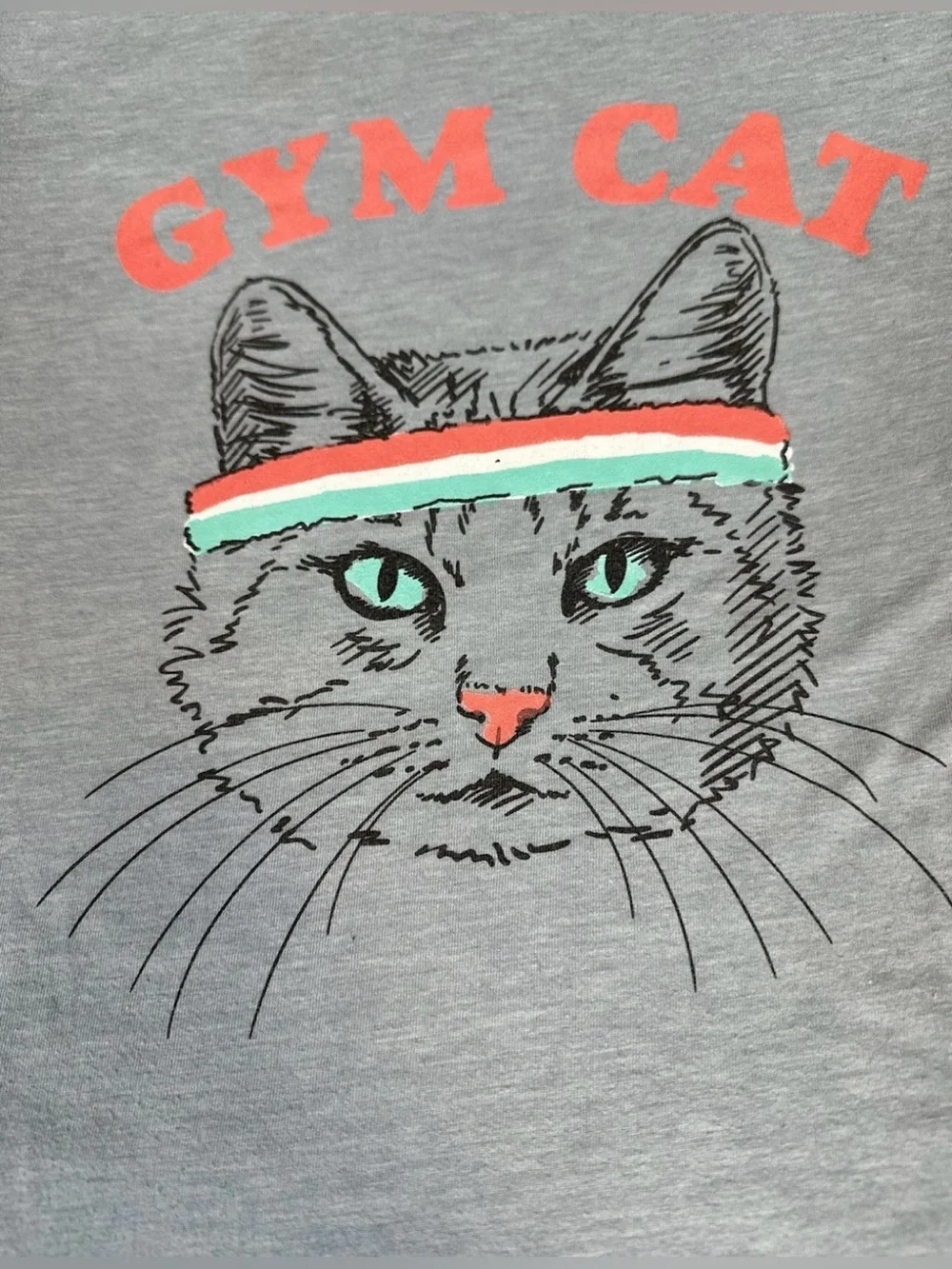 Fifth Sun Gym Cat Graphic Tank Top size Small Gray Athleisure Casual Tee Workout